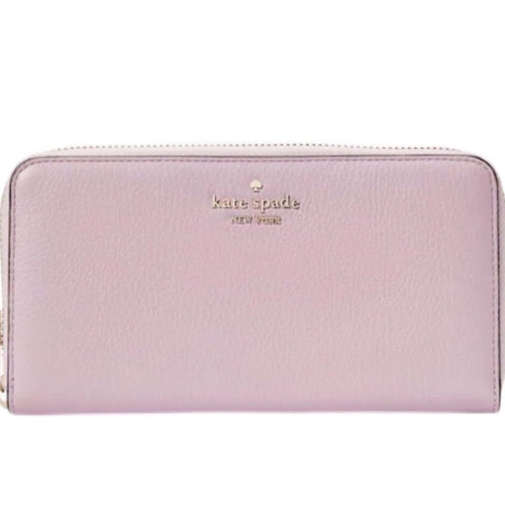 New Kate Spade Large Continental Wallet Pebbled Leather Quartz Pink Zip